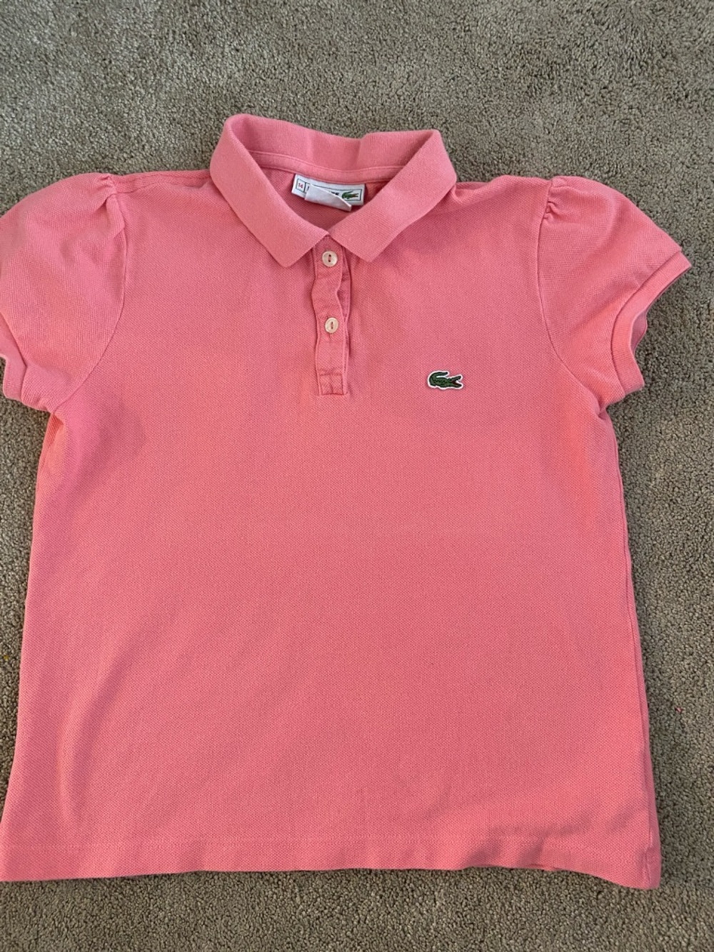 Lacoste Girls' Coral Pink Polo with Crocodile Logo